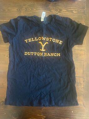 Bella Canvas Navy Kids T-Shirt with Yellow Yellowstone Dutton Ranch Logo